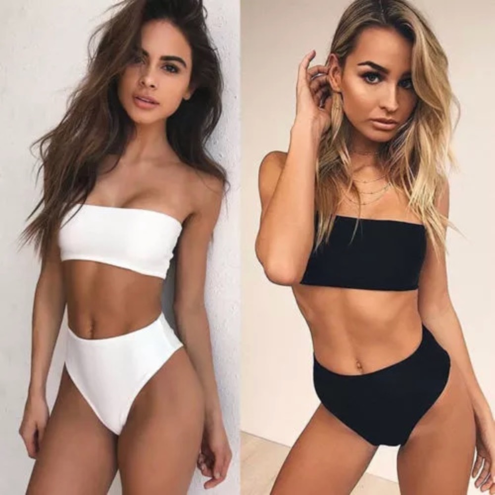 ‘Logan’ clean girl high waist bandeau black bikini - Picture 6 of 6